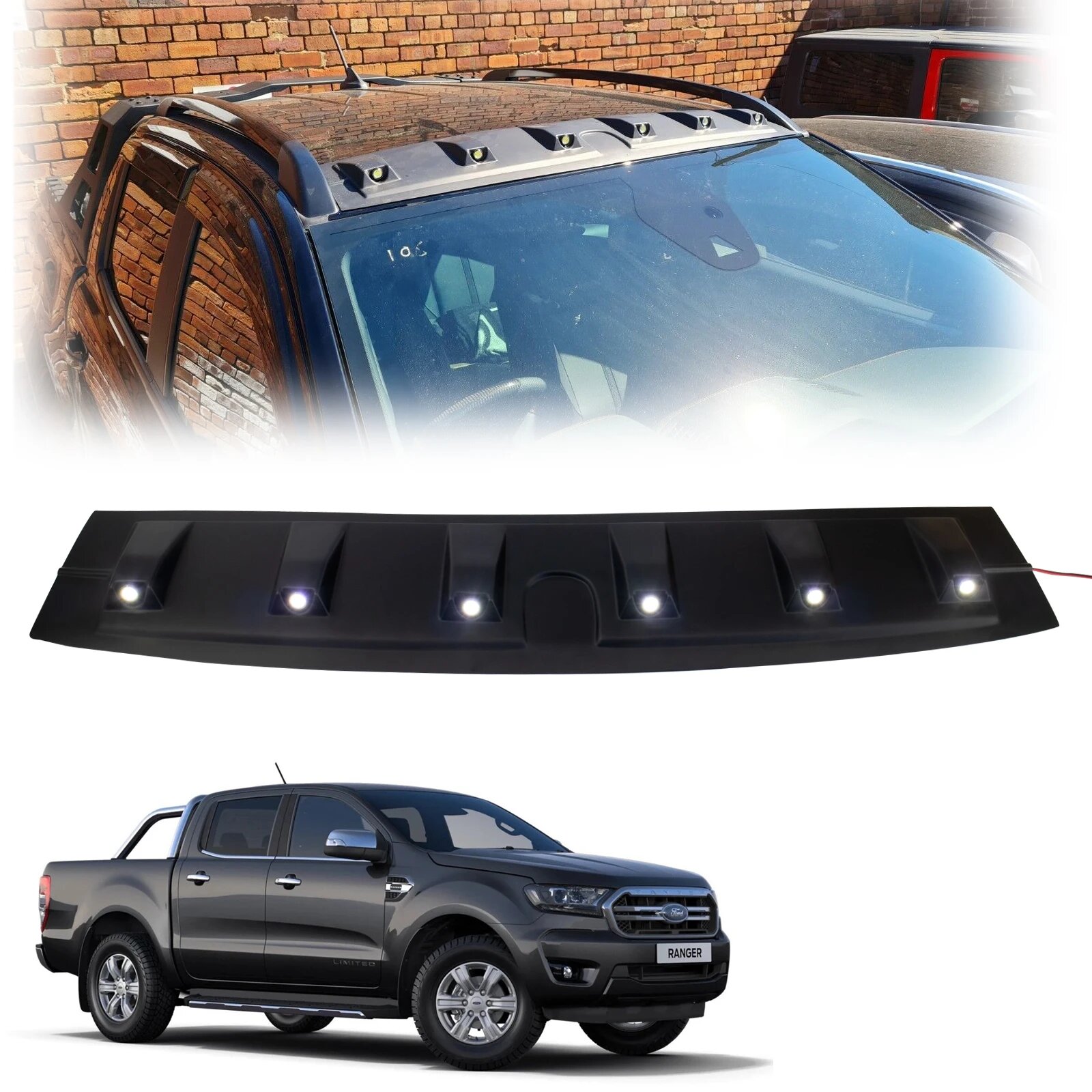 Стайлинг автомобиля светодиодный потолочный фонарь для Ford Ranger 2019 2020 2021 2022 T8 PX3 WILDTRAK XLT XL RAPTOR PICKUP светодиодный передний спойлер на крыше, 2019-2022