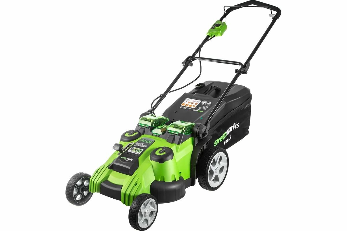 Газонокосилка аккумуляторная GreenWorks TwinForce G40LM49DB, 40V, 49 см, c 1хАКБ 4 Ач c USB и ЗУ 2500207USB4