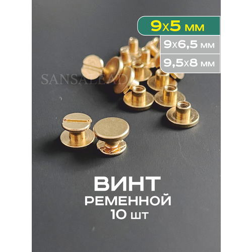 фото Винт ременной 9х5 мм, болт для ремня, винт чикаго 5 мм, золотистый, 10шт.