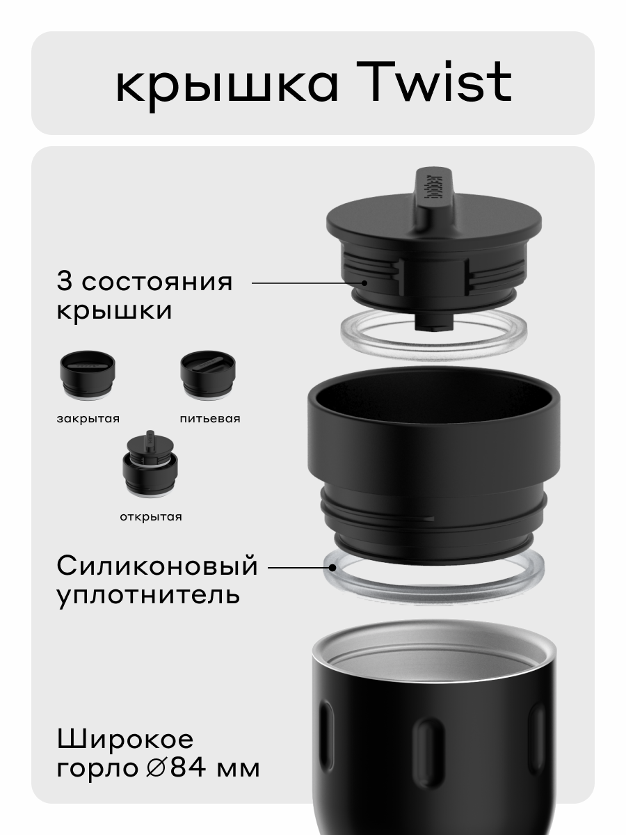 Термокружка Tumbler для кофе и чая 350 мл черная/Bobber нержавеющая сталь/подарочная — фото 1