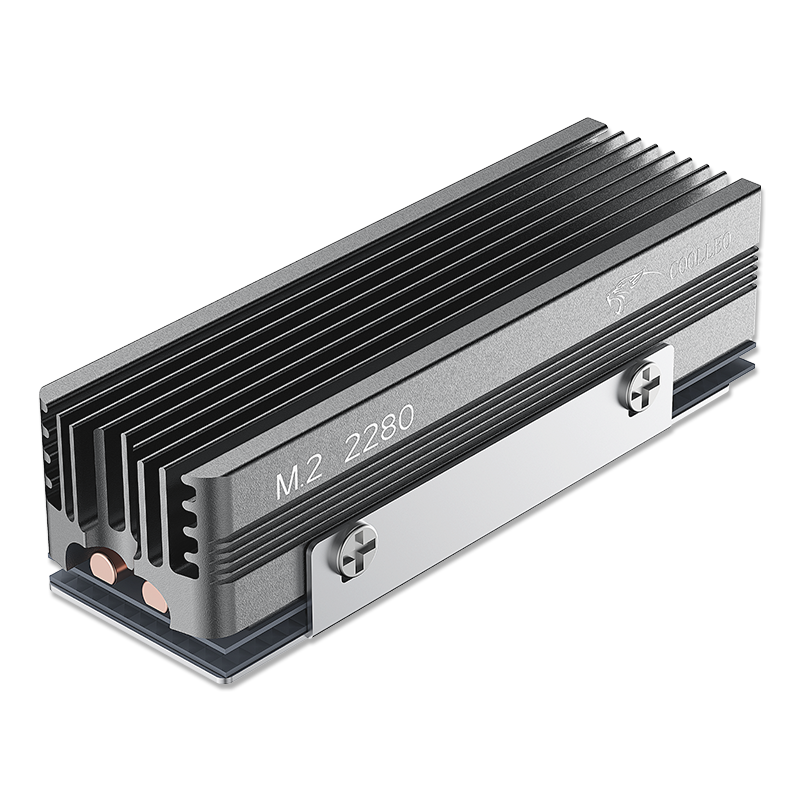 Радиатор для 2280 M2 SSD Coolleo CL-V3SSD Grey, алюминиевый, 2 медные трубки