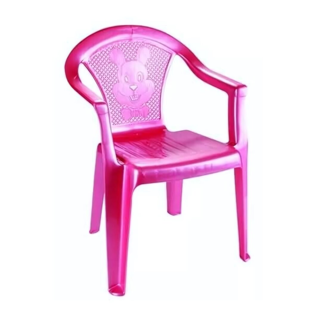 Стульчик детский "Малыш" с подлокотниками, розовый перламутр, пластик, высокая спинка