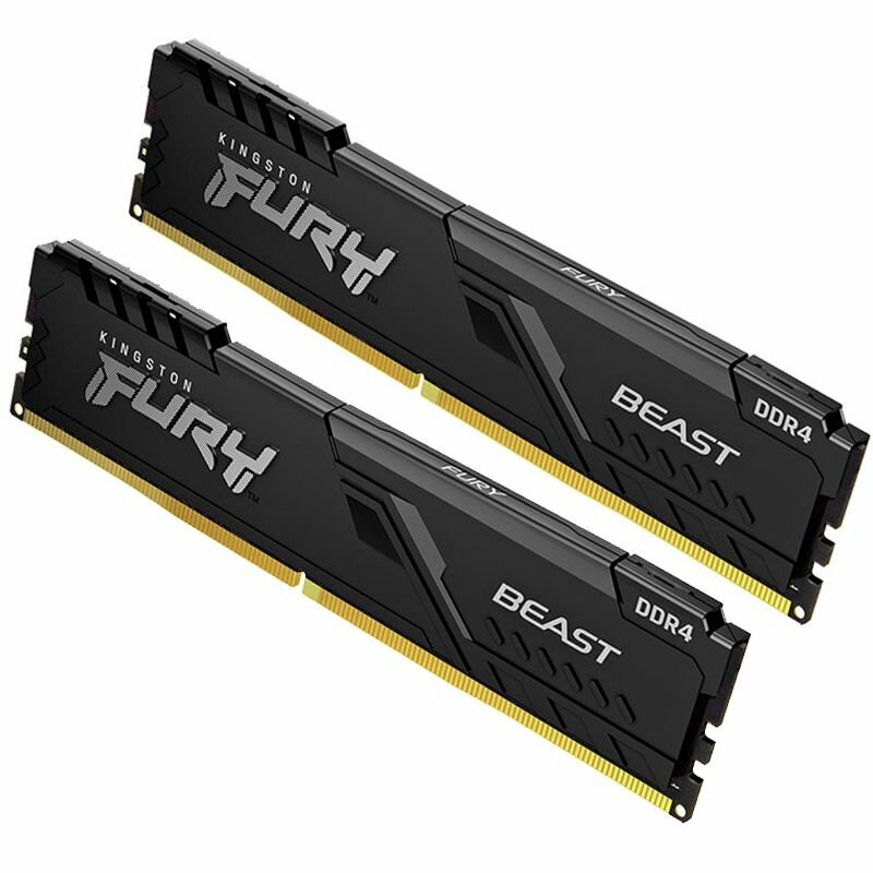 Оперативная память Kingston DDR4 16Gb (2x8Gb) 3200MHz pc-25600 FURY Beast Black CL16 1.35V (KF432C16BBK2/16-SP)