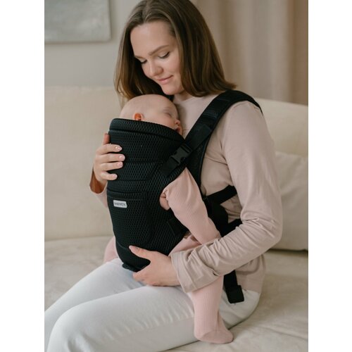 фото Эргорюкзак для новорожденных кенгуру слинг переноска babyrox comfort 3d mesh черный