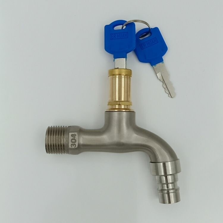 Кран водоразборный 1/2" с ключом для блокировки, нерж. сталь