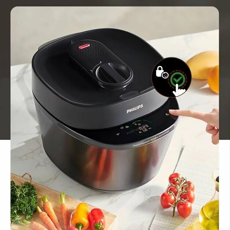 Скороварка Philips HD2151, мощность 1000 Вт, объем чаши 5 л, черная