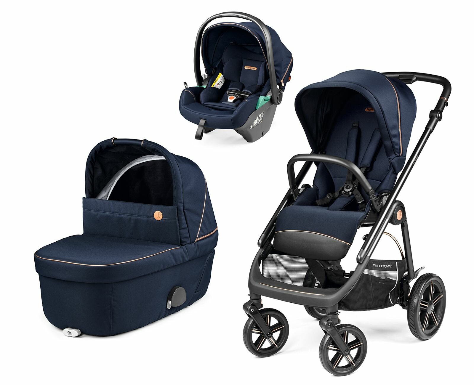 Коляска 3 в 1 Peg Perego Veloce TC Brio+люлька Belvedere+автокресло Prino Viaggio Lounge Blue Shine
