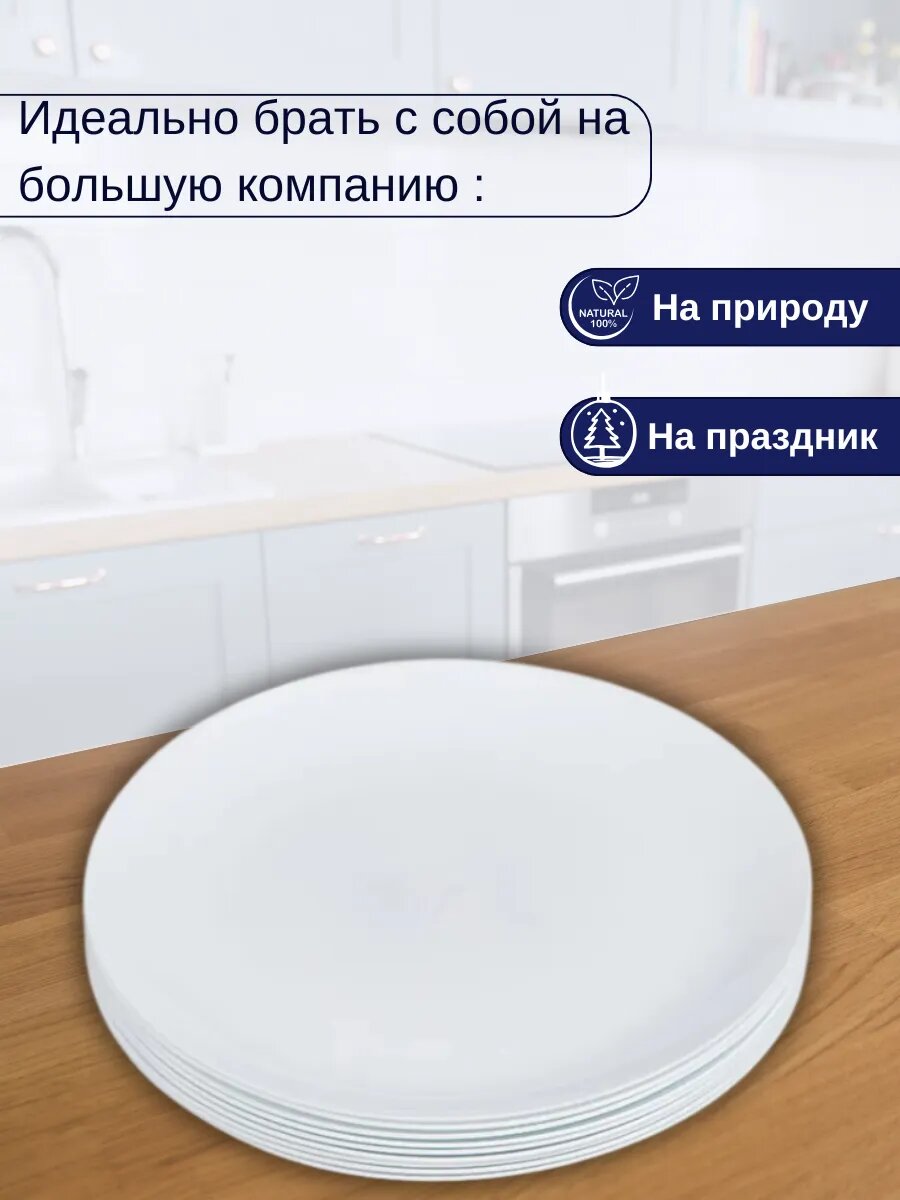 Тарелки пластиковые многоразовые для сервировки 10 шт — фото 1