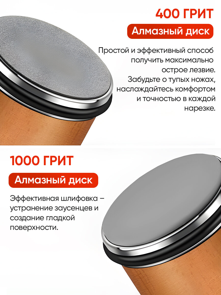 Точилка для ножей и ножниц роликовая 400/1000 грит, два угла заточки 15 и 20 градусов — фото 1