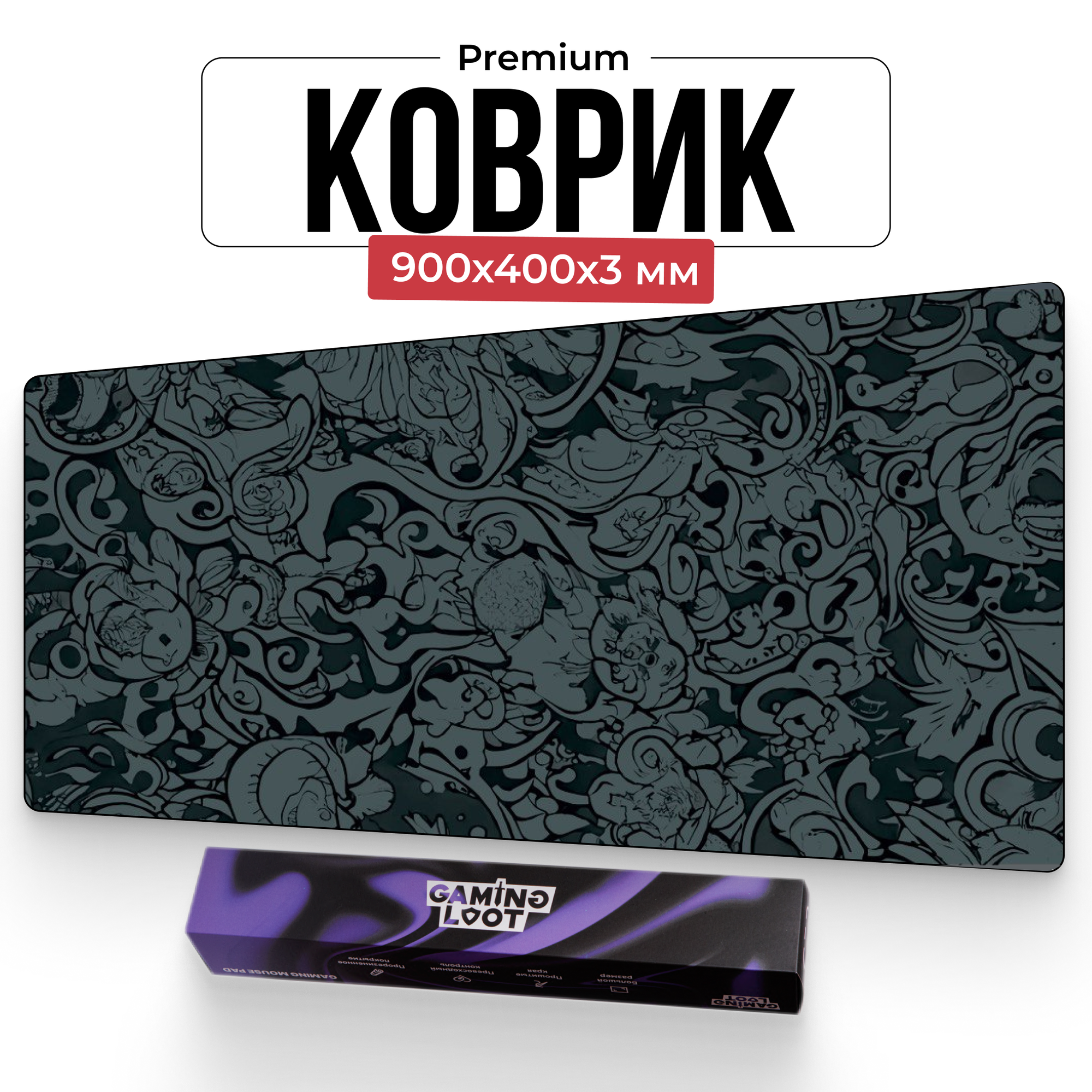 Япония серый игровой коврик для мыши Gaming Loot 900х400