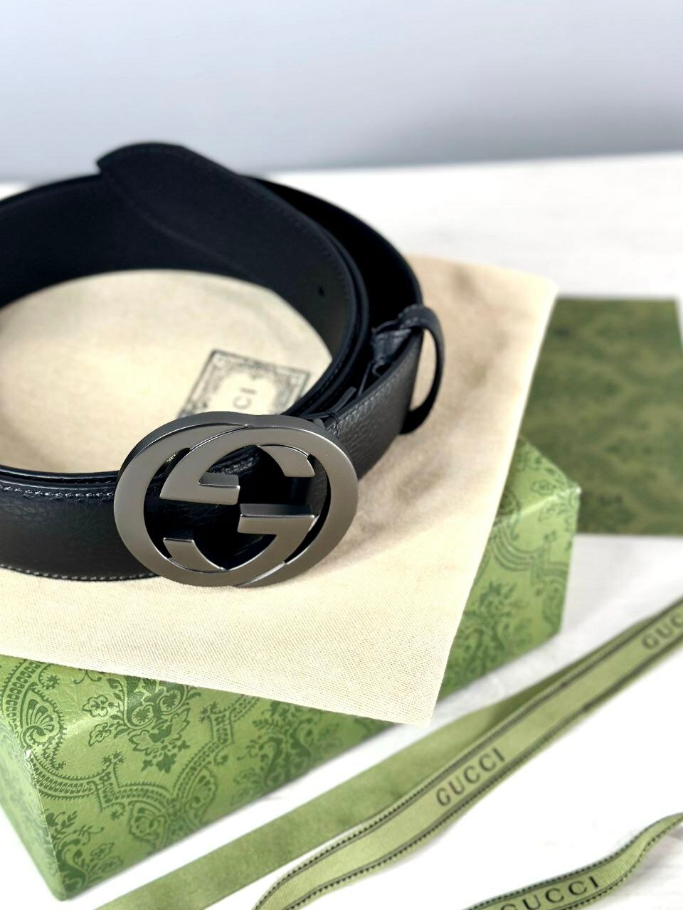 Ремень GUCCI для мужчин и женщин, черный — фото 1