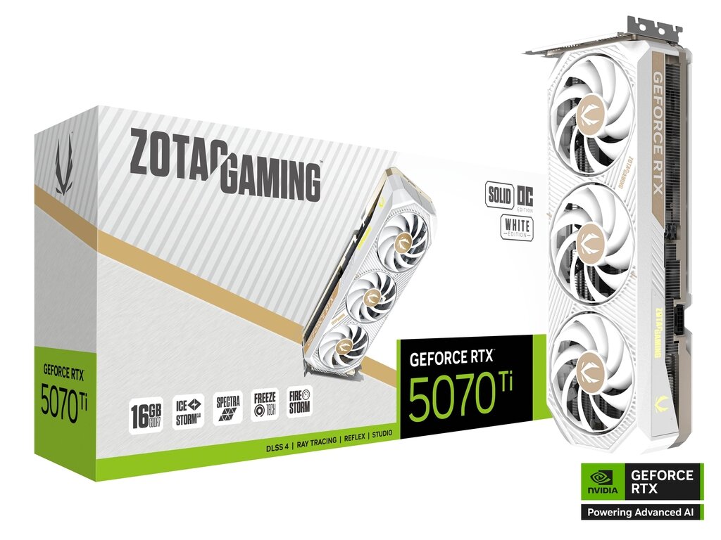 Видеокарта Zotac GeForce RTX 5070 Ti Solid Core White OC