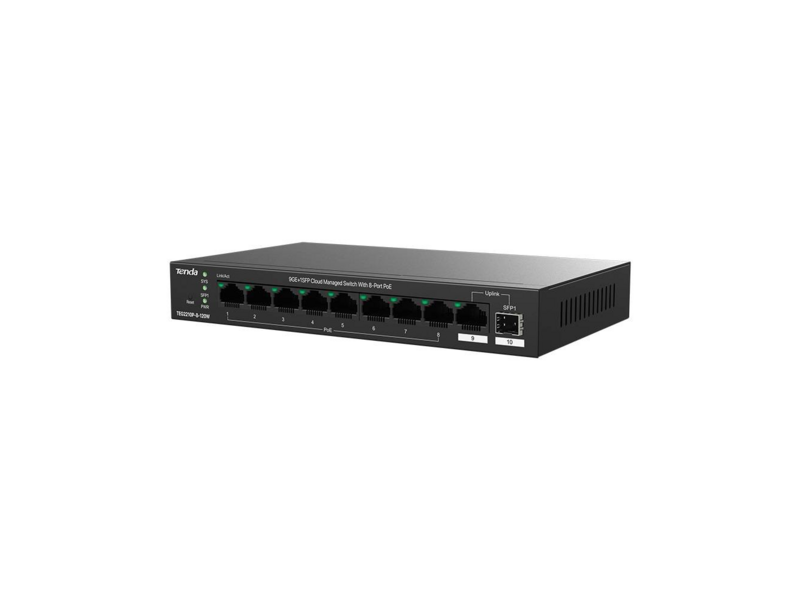 TEG2210P-8-120W коммутатор управляемый PoE, 10 портов, 9x1 гбит/с, SFP 1x1 гбит/с, PoE 8x30вт (до 110 вт)