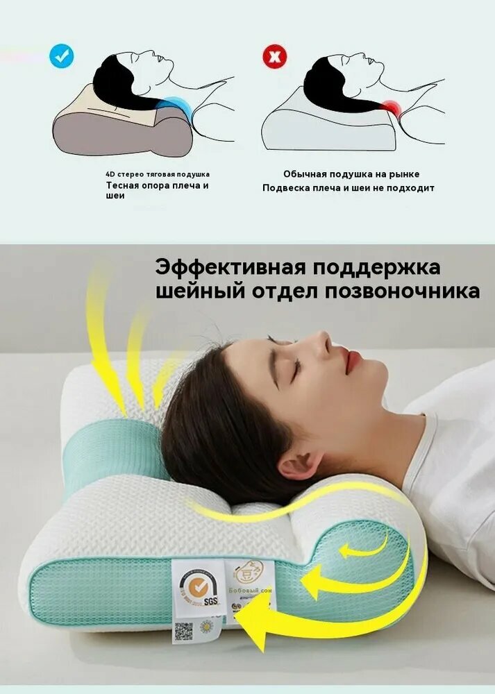 Изображение Xiaomi Ортопедическая подушка 48x74см, высота 12 см