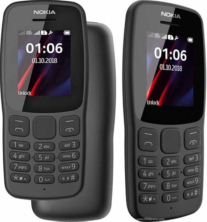 Телефон Nokia 106, кнопочный, с FM-радио и фонариком, ударопрочный, IP52, чёрный — фото 1
