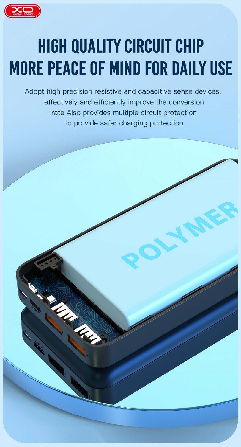 Power Bank — быстрое зарядное устройство емкостью 10 000 мА·ч, мощностью 22,5 Вт (XO PR187)