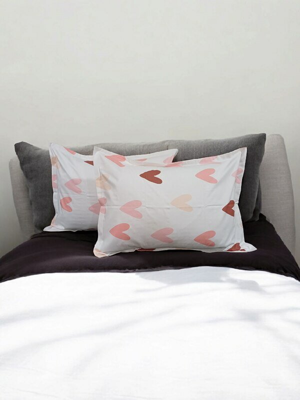 Наволочки LINENS "Сердечки", 50х70 см, суперсатин, белые, 2 шт