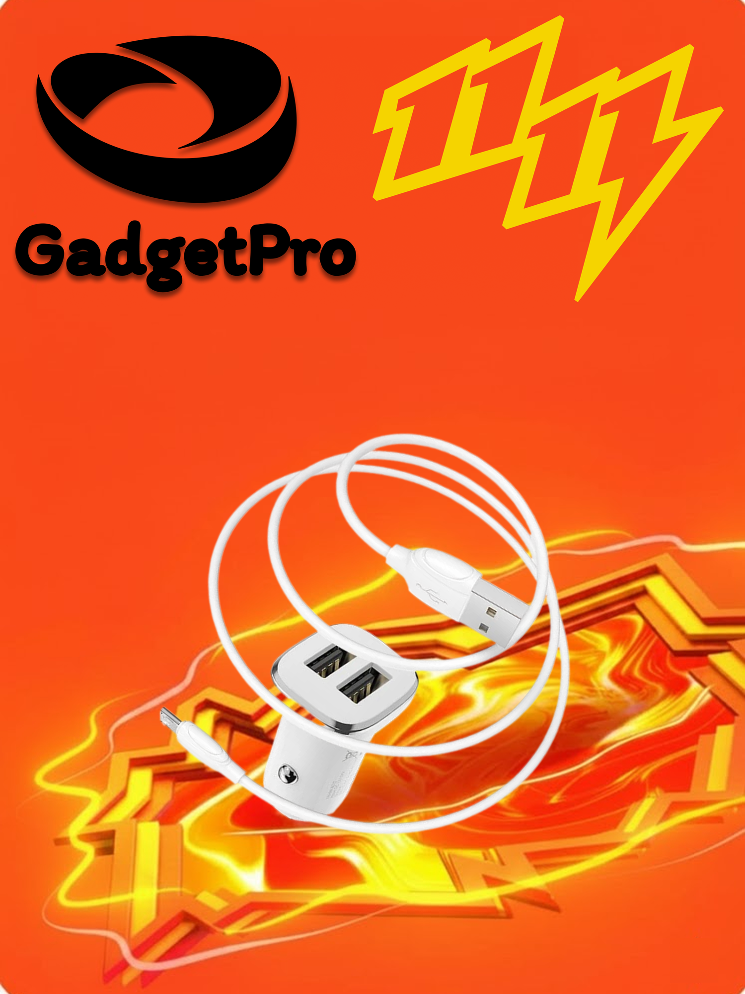 Автомобильное зарядное устройство Borofone BZ12 белого цвета с кабелем USB - Lightning (белый), быстрая зарядка