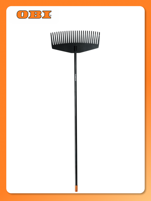 Грабли Plantic Solid L для листьев 25 зубцов с черенком черные