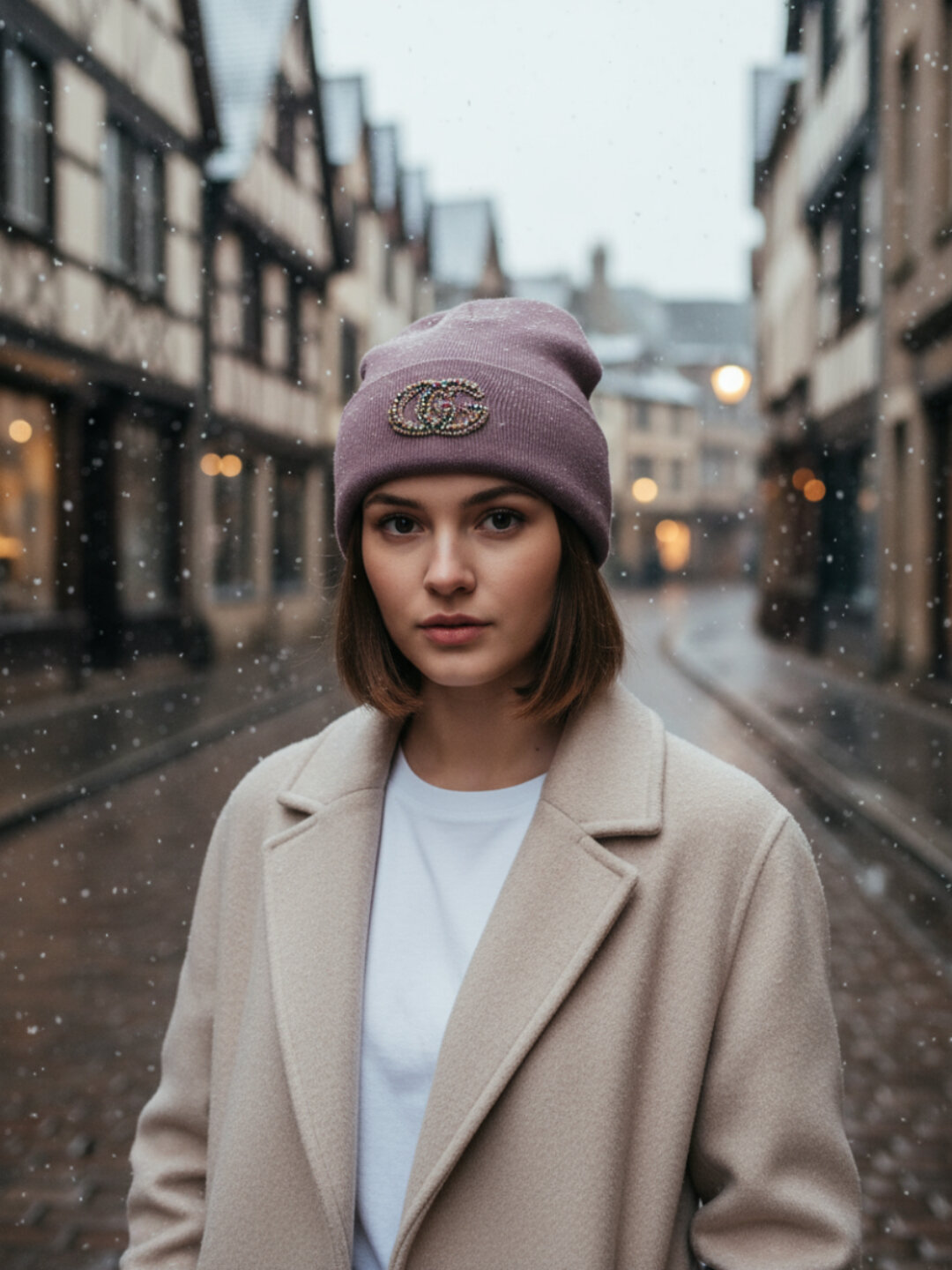 Шапка-бини для женщин, размер 26-28, сиреневый — фото 1