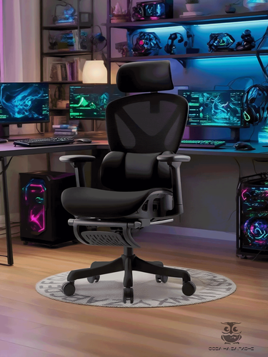 Изображение товара Кресло офисное сова на балконе, 5Д-подголовник и 3Д-подлокотники, черное