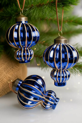 Изображение товара Набор ёлочных украшений базиано, стекло, 10 см, 3 шт, Winter Deco 4060250