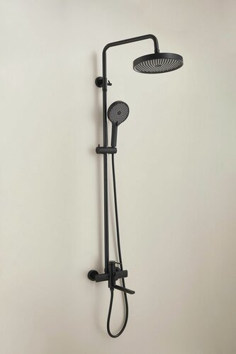 Изображение товара Душевой комплект с тропическим душем и смесителем, черный нержавеющая сталь Belz B24813-7