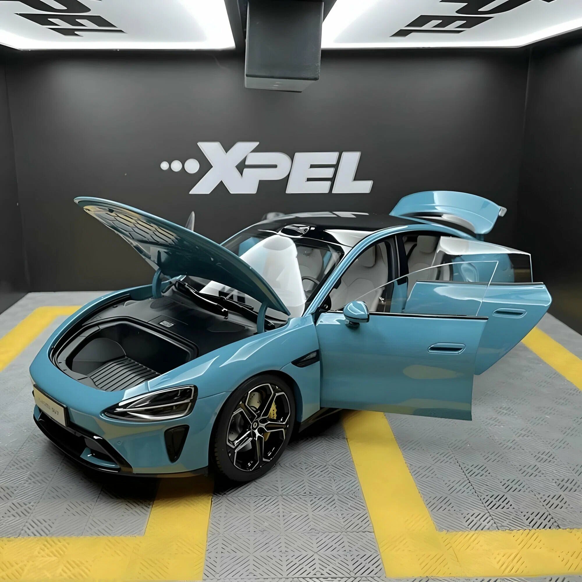 Картинки Модель автомобиля из сплава Xiaomi SU7 масштаба 1:24, коллекция, Светло-голубой