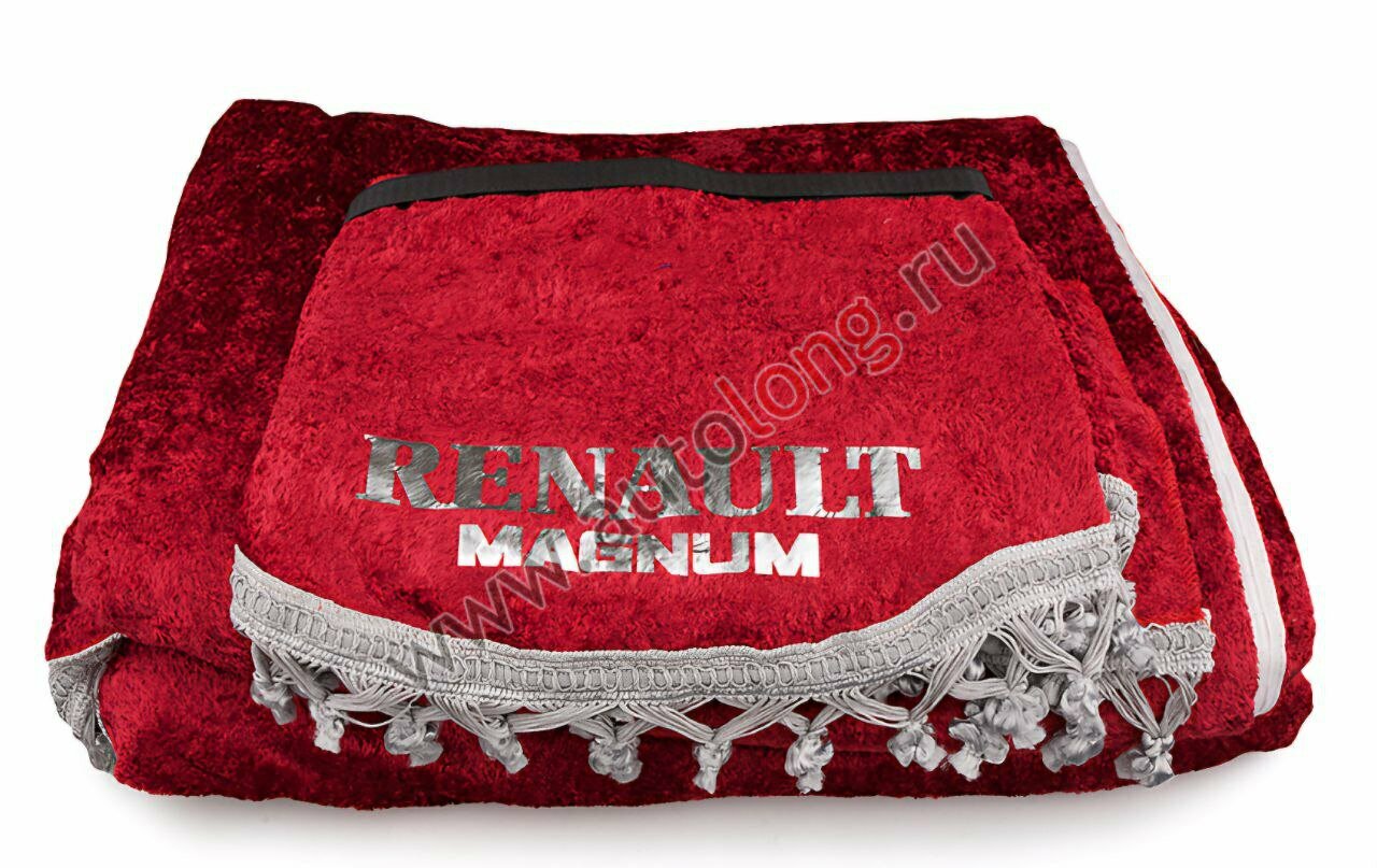 Комплект штор на RENAULT MAGNUM, красный, для лобового стекла и спальника, с ламбрекенами