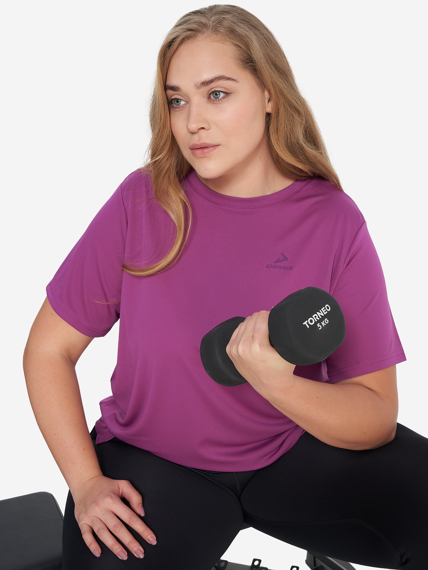 Футболка Demix W D Fitness AA T-Shirt Plus Size, размер 60/62, фиолетовый