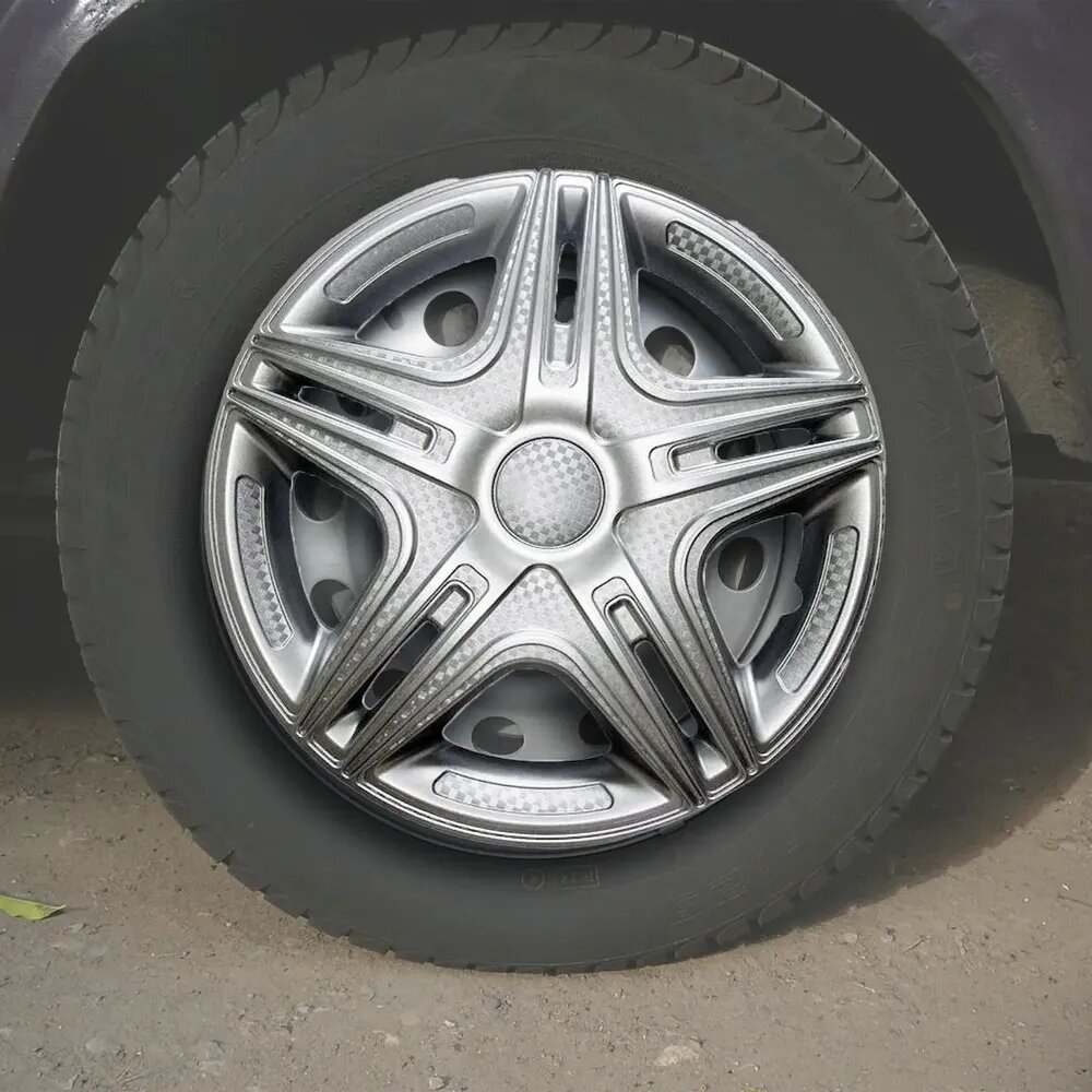 Колпаки на колёса декоративные серебристые Дакар Super Silver R16, передние (Газель) 2 шт. — фото 1