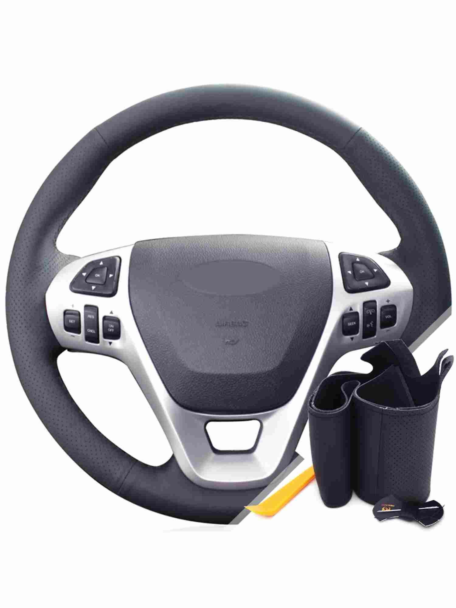 Оплетка на руль из «Premium» экокожи Ford Explorer 2011-2019 г. в. (черная) belais #0162
