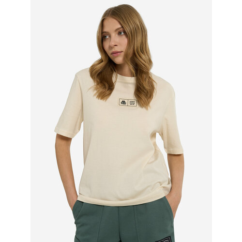 фото Футболка kappa authentic women's ss t-shirts, размер 50/52, бежевый