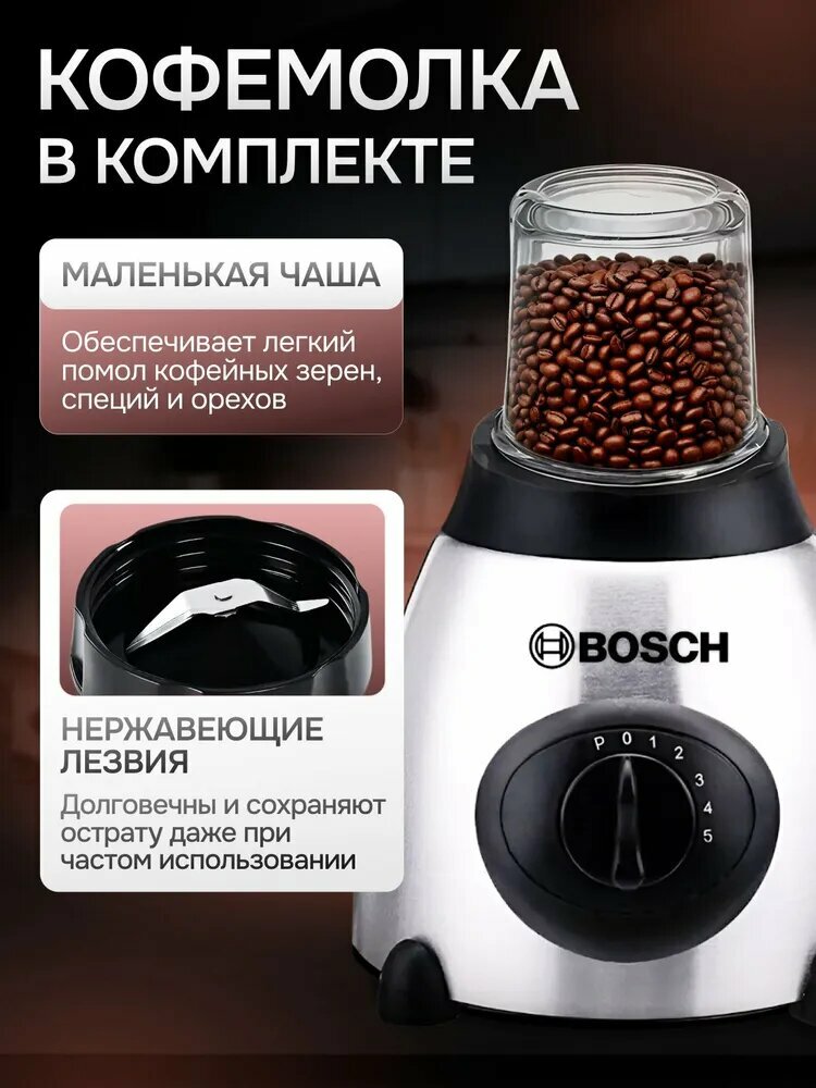 Блендер измельчитель cтационарный, электрический, мощный 7000 Вт. для смузи коктейлей, с чашей стекло — фото 1