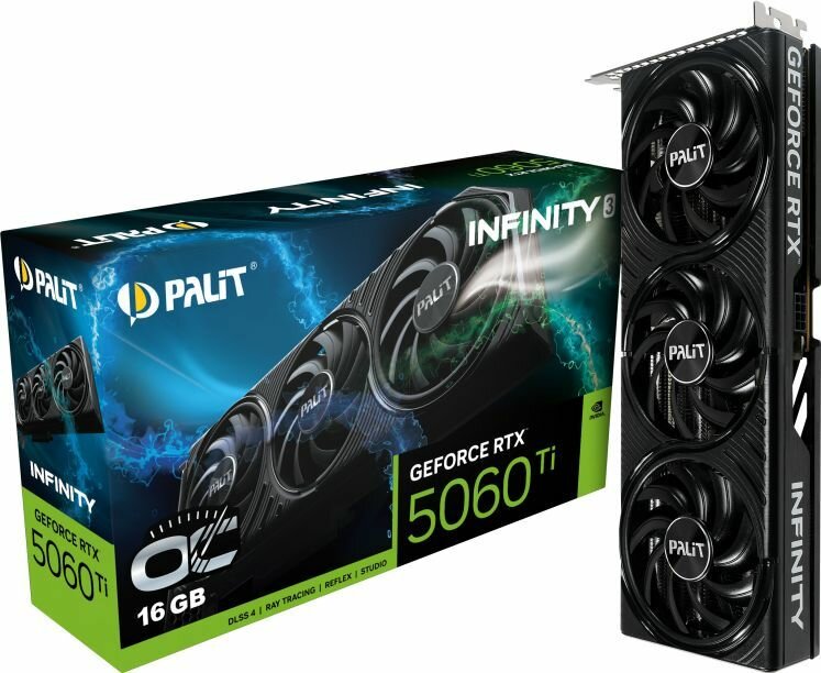 Видеокарта Palit PCI-E 5.0 RTX5060Ti INFINITY 3 OC NV RTX 5060TI 16Gb