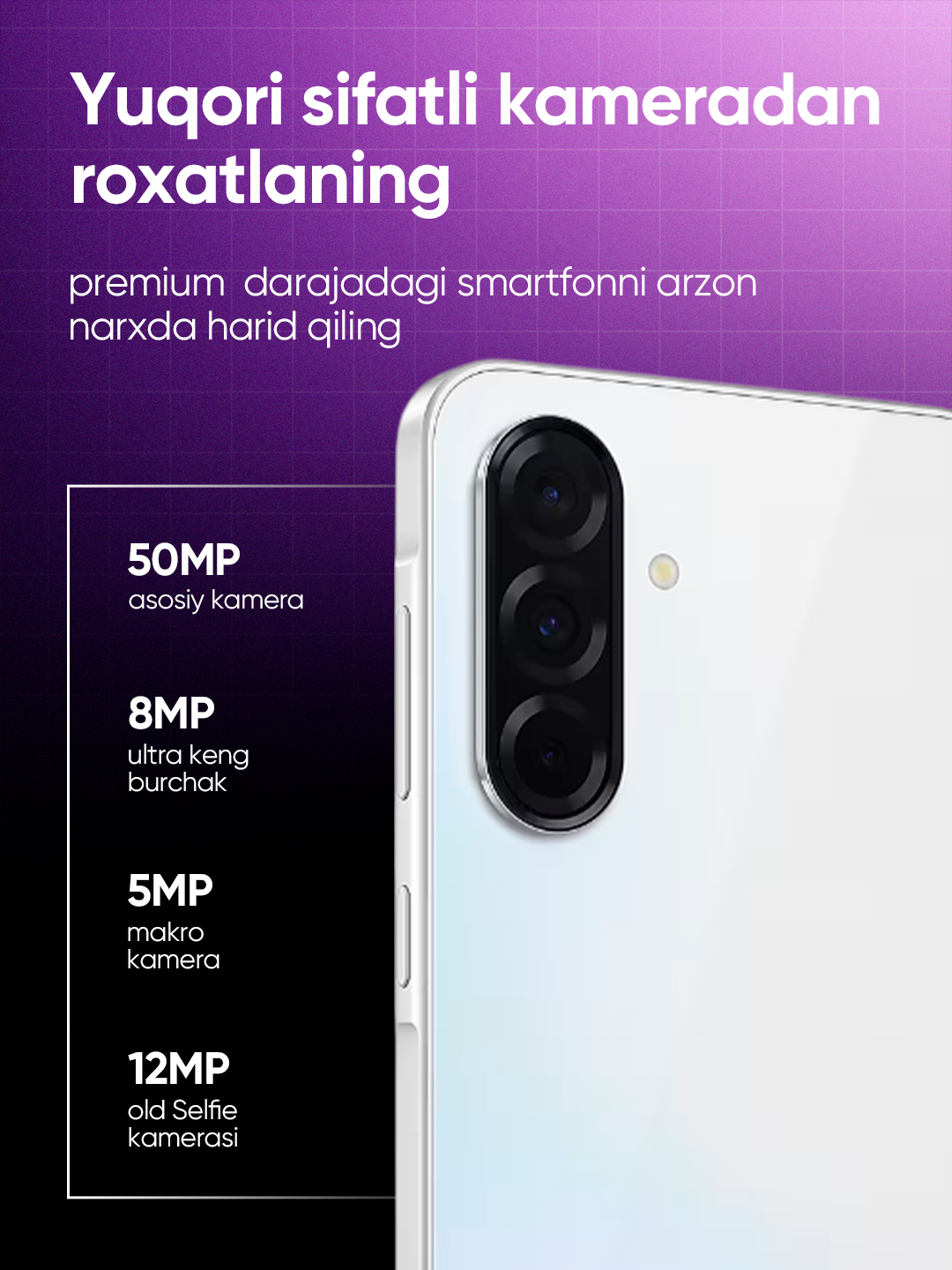 Smartfon Samsung Galaxy A36 5G, Nano + eSIM, NFC, 120 Gts Super AMOLED, Snapdragon 6 Gen 3 — фото 1