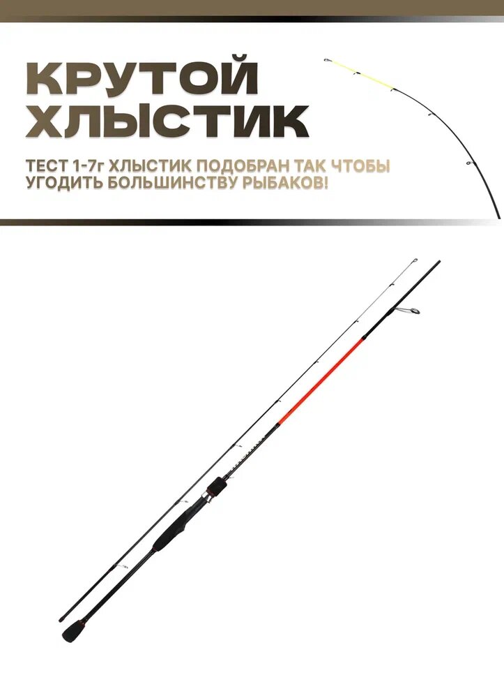 Спиннинг для рыбалки ультралайт HASHIRA 270 см, тест 1-7 г, средне-быстрый строй — фото 1