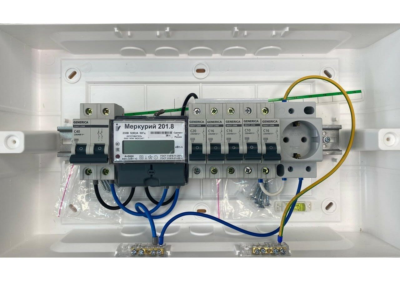Комплект Дачный-2М-40: Щит учёта электроэнергии в сборе