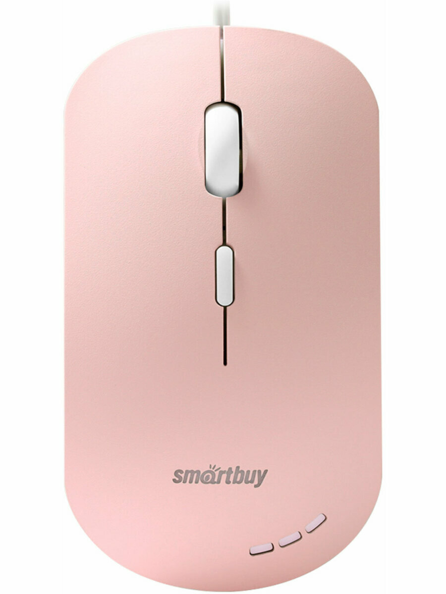 Мышка компьютерная проводная бесшумная, USB, SMARTBUY 288-P, USB, 3 кнопки + 1 колесо, розовая, оптическая, 514182