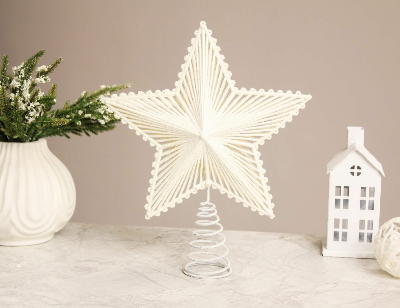 Ёлочная верхушка звезда 'дарби', металл, белая, 26 см, Due Esse Christmas XNA16011061