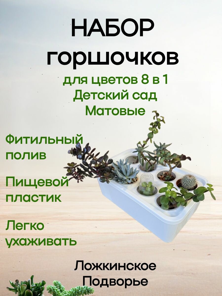 Кашпо Мини-сад 8 горшочков (фитильный полив) агроло матовые