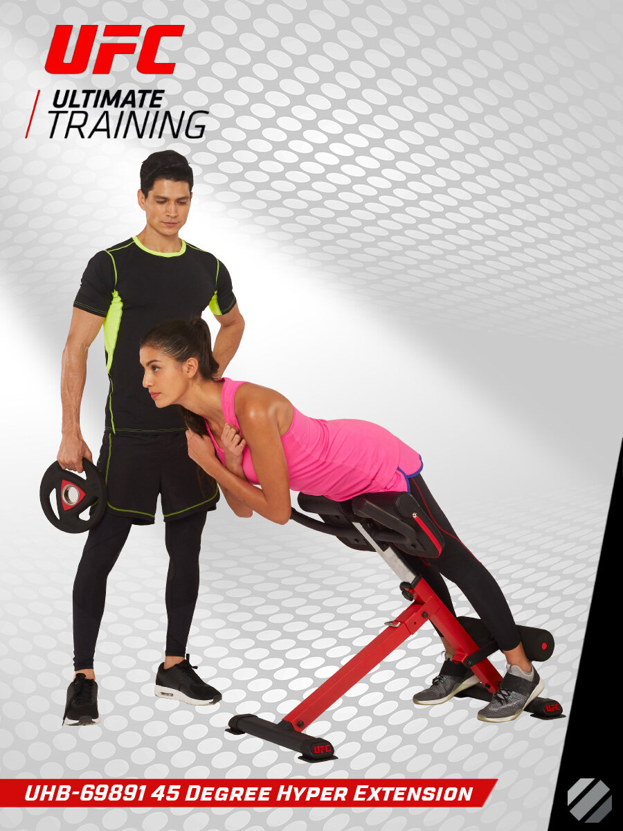 Гиперэкстензия наклонная 45 градусов UFC UHB-69891 / домашний тренажер для спины — фото 1