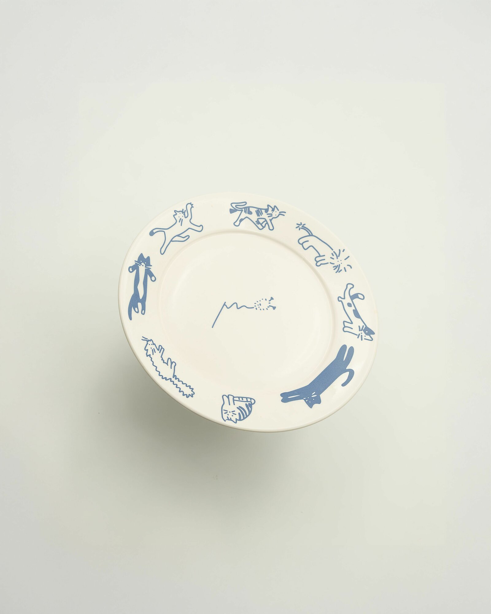 Тарелка "Коты", керамическая, белая, синяя, 21 см, универсальная