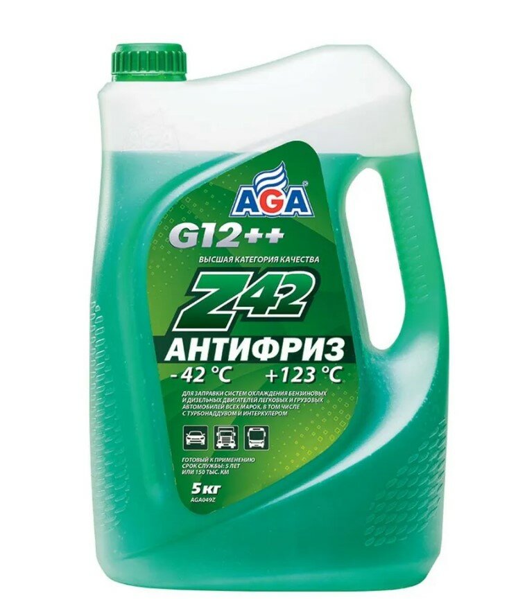 Антифриз aga z-42 g12++ готовый -42c зеленый 5 кг