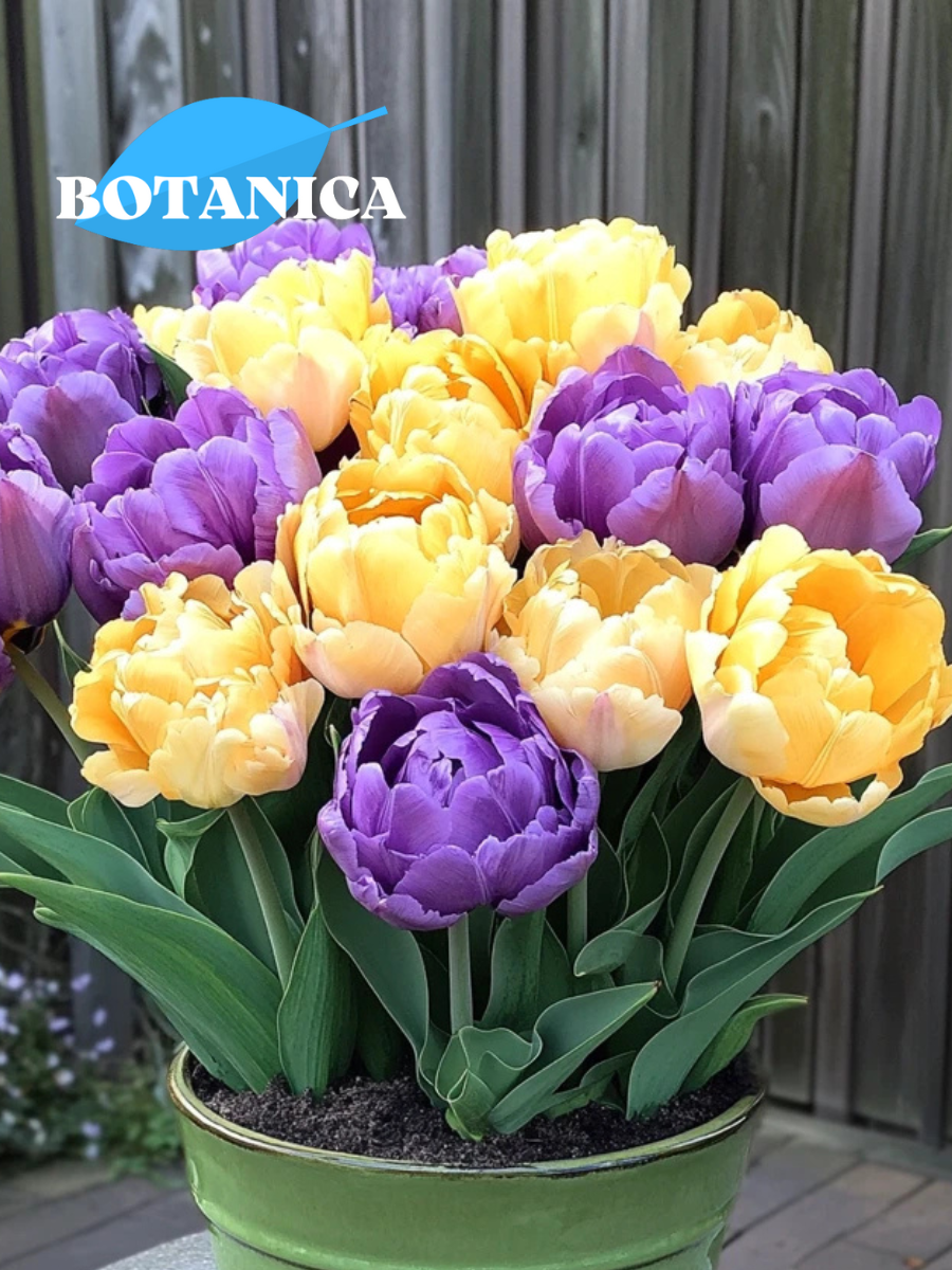 Луковицы цветов botanica garden Тюльпаны Махровые Желто-Фиолетовый Микс 5 штук