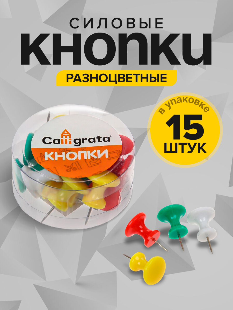 Кнопки силовые большие цветные 30 штук в пластиковой коробке