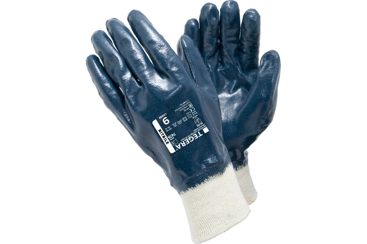 TEGERA Нитриловые рабочие перчатки с обливом водо  и маслоотталкивающие  размер 10 747А 10