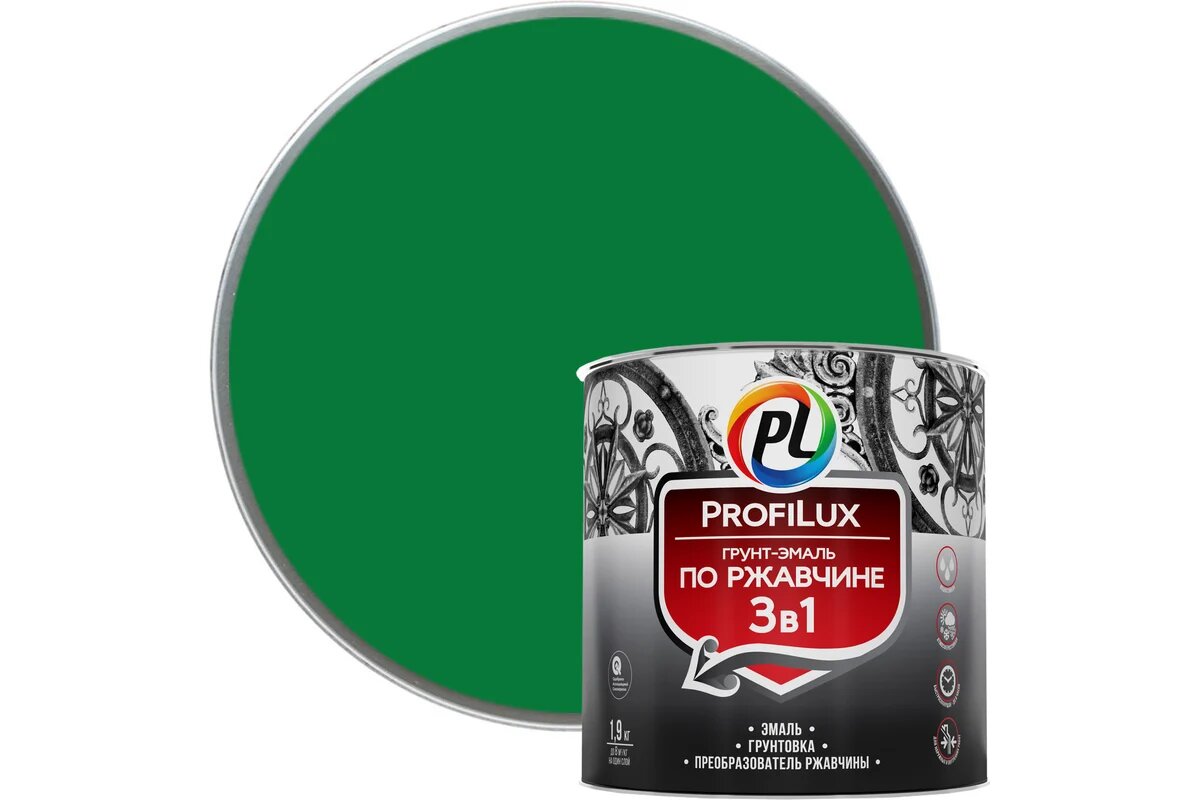 Profilux / Профилюкс Грунт эмаль по ржавчине 3 в 1 Зеленая 19 кг