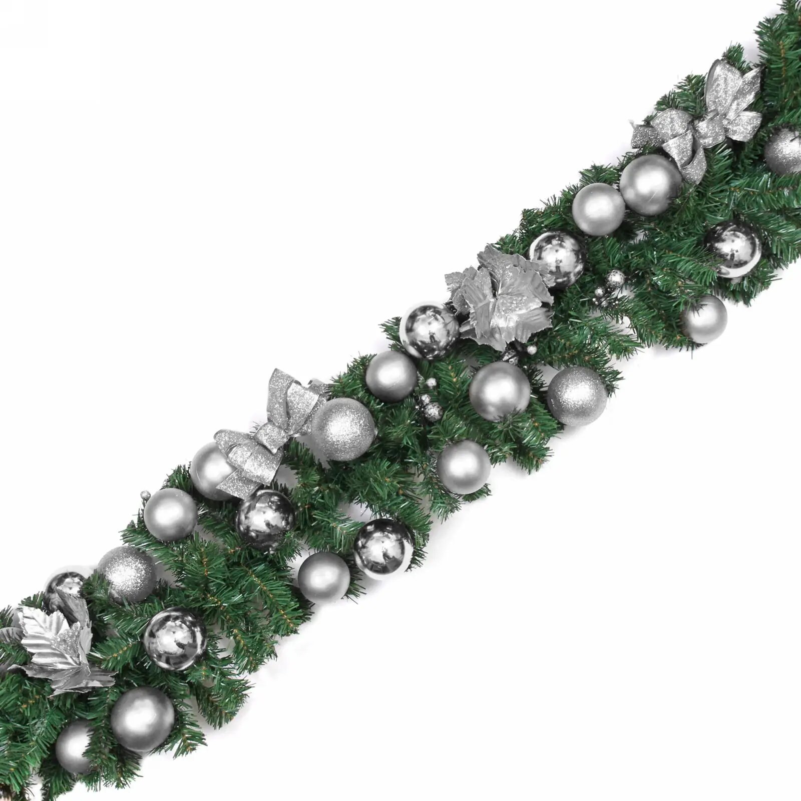 Гирлянда хвойная «Сказочное чудо» 18 м серебро ПВХ для новогоднего декора