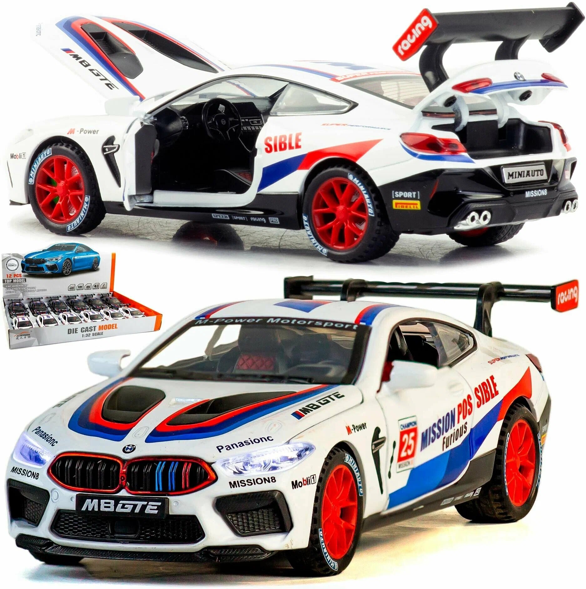 Машинка MINIAUTO Super Car BMW M8 GTE, заводная, масштаб 1:32